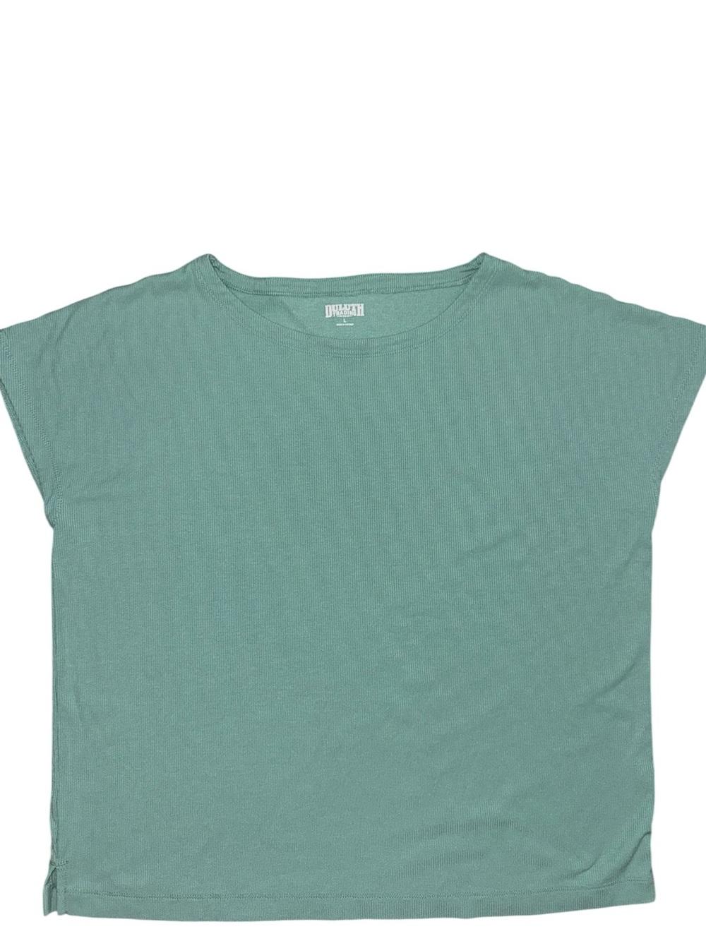 Duluth Trading Rib Knit Modal Blend Cap Sleeve Top Large Aqua Teal Stretch
